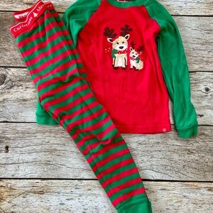 Holiday Reindeer Kids Pajama Set - Red and Green